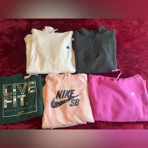 4 hoodies (L & XL) & 1 zip up